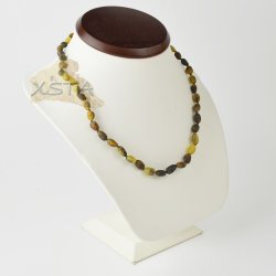 Amber natural necklace raw green beads